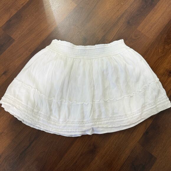 Hollister Ultra High Rise Tiered Ruffle Skirt Coquette Romantic Boho White Sz L - Picture 2 of 7